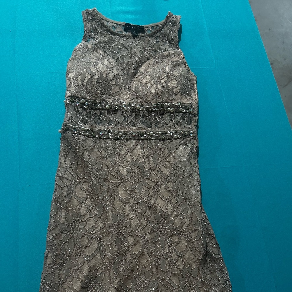 City Studio Strapless Lace Dress - Black and Gold